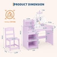 thumbnail image 3 of Bingirl Vanity Table Set with LED Lights and Stool, MDF Children’s Makeup Table STM-03, Purple, 3 of 6