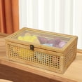 thumbnail image 4 of Rattan Box with Glass Lid, Set Of 3 Brown Rattan Boxes with Lids for Home Decor, Cane Decorative Box with Hinged Lid, Cane Baskets for Storage, Perfect Rattan Box for Hawaiian and Bohemian Home Decor, 4 of 4