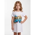 thumbnail image 2 of Girls Comfy-Fit Stylish Short Sleeve Dress Relaxed-Fit Crew Neck Casual Sundress for Youth Girls Age 5-12, 2 of 6