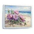 thumbnail image 2 of Designart "Serene Beachside Purple Peonies I" Peonies Floater Framed Canvas Art Print, 2 of 5