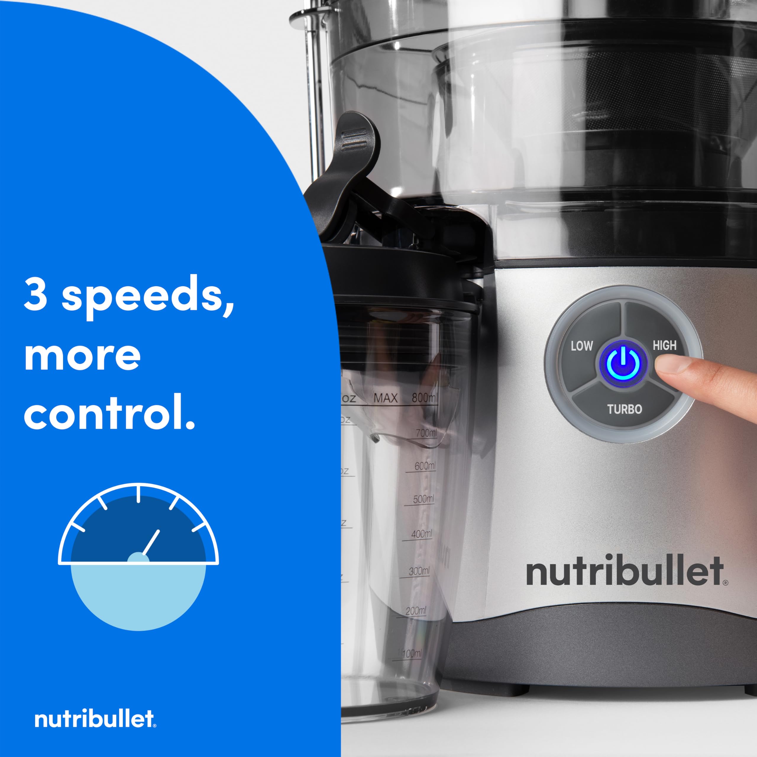 Open Box Nutribullet Juicer Pro Centrifugal Juicer Machine for Fruit, Vegetables, and Food Prep, 27 Ounces/1.5 Liters, 1000 Watts, Silver, NBJ50200