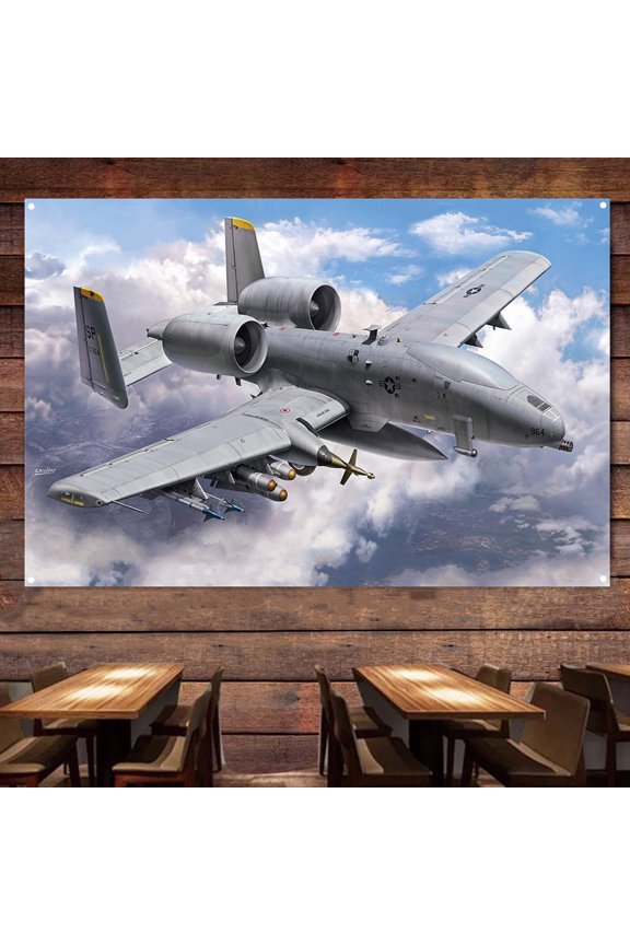 A-10 Thunderbolt II UAV Fighter Plane Poster Wall Hanging Flag - 38" x 57" Air Force Art Banner For Military Buffs - Home Wall Decoration Painting - Best Gift for Army Fans