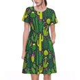 thumbnail image 1 of Saiise Cactus 1 Motif Robes d'Été pour Femmes T-Shirt Décontracté Manches Courtes Robe de Plage avec Poches, 1 of 6