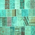 thumbnail image 1 of Ahgly Company Machine Washable Indoor Square Patchwork Turquoise Blue Transitional Area Rugs, 5' Square, 1 of 4