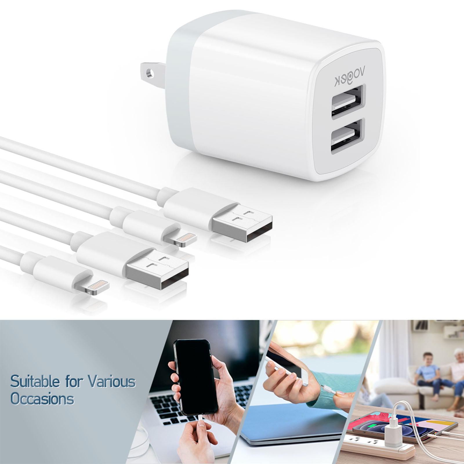 Seenda 2 Pack Usb Charger Block For Iphone 12 Dual Port 15 5w Usb Power Adapter Fast Charge With Portable Compatible With Iphone 12 12 Pro Walmart Com