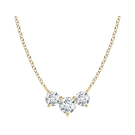 ANGARA Lab Grown Classic Trio Diamond Necklace for Women in 14K Yellow Gold (Size-4mm| Color-F-G| Clarity-VS) | April Birthstone, Anniversary, Jewelry Gift for Women | Lab-Grown Diamond Necklace