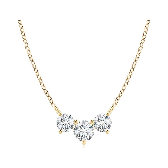 ANGARA Lab Grown Classic Trio Diamond Necklace for Women in 14K Yellow Gold (Size-4mm| Color-F-G| Clarity-VS) | April Birthstone, Anniversary, Jewelry Gift for Women | Lab-Grown Diamond Necklace