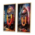 thumbnail image 3 of Designart "Jukeboxes Nostalgic harmonies I" Jukeboxes Framed Wall Art Set Of 2 - Orange Fashion Framed Canvas Set For Living Room Decor, 3 of 6