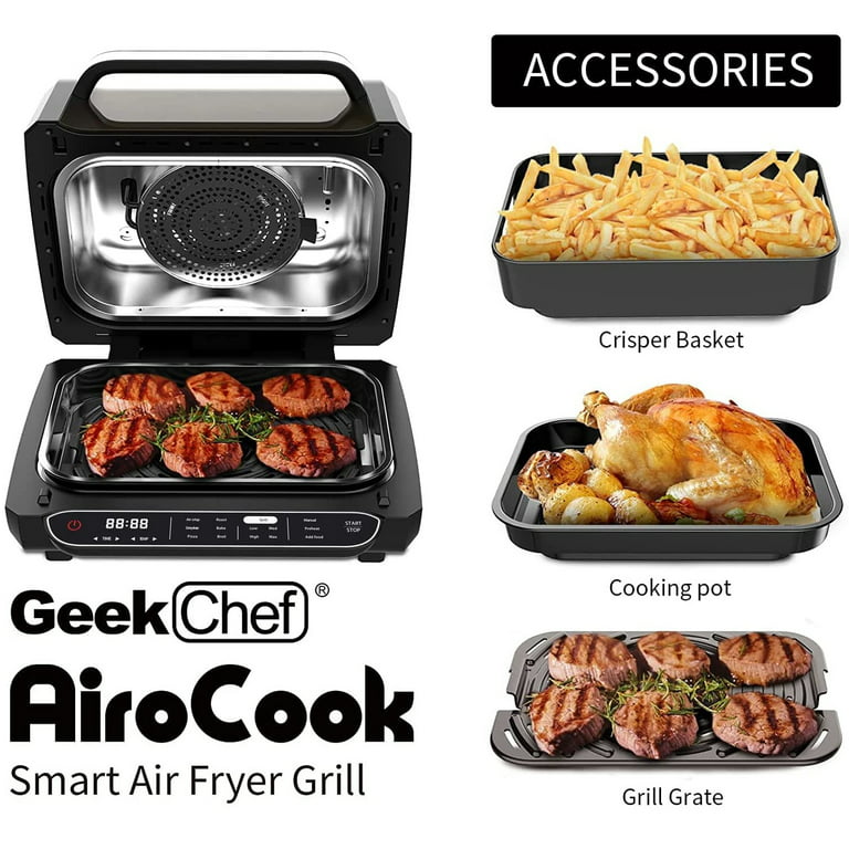 Smart Air Fryer Indoor Grill Combo, 7-in-1 Electric Grills