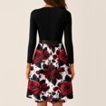 thumbnail image 7 of Halloween Dresses for Women Bone Printed V-Neck Classic Dresses Spider Cocktail Long Sleeve Scary Swing Dress with Belt 3XL, 7 of 7