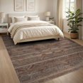 thumbnail image 3 of ODIKA 8'x10' Washable Area Rug Kilim Weathered Navy Bands Stepped Motif Distressed Faded Vintage for Dining Room, Large Office, Lounge, Non-Slip Chair-Friendly Mat, 3 of 7