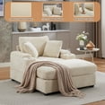 thumbnail image 6 of Luckhao Corduroy Deep Reclining Chaise Lounge with Ottoman & Dual Cupholders for Living Room, 6 of 7