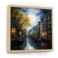 thumbnail image 2 of Designart "Green Canal Dramatic Canals painting" Canals Floater Framed Canvas Wall Art, 2 of 7