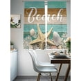 thumbnail image 4 of Ocean Beach Sheer Curtains for Living Room Bedroom, Starfish Shell Coral Teal Brown Ombre Wood Grain Light Filtering Sheer Curtains, Rod Pocket Voile Window Drapes, 2 Panels Set 52"x 63", 4 of 7