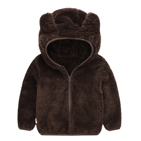 Toddler Coat Baby Fleece Jacket Bear Ears Hooded Toddler Zip Up Hoodie Girl Baby Girl Jacket 12-18 Months