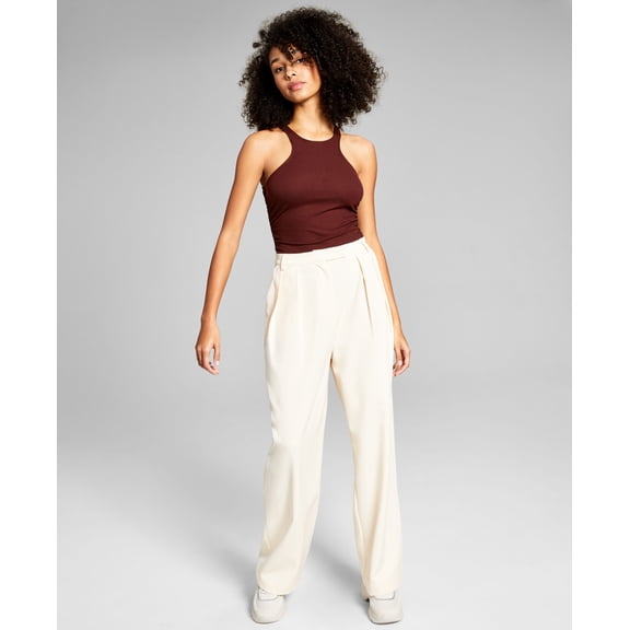 Now This High Rise Wide Leg Pants Cream L