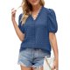 thumbnail image 2 of Blusa informal de manga abombada con cuello en V y encaje para mujer, Top de verano holgado de Color puro, 2 of 6