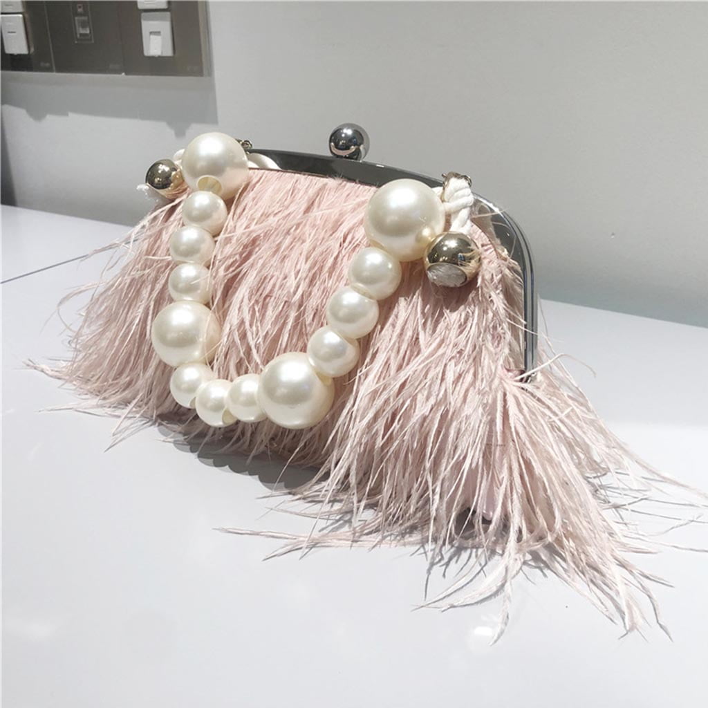 3 Color Feather Clutch Evening Handbag for Women Girl Ladies Party Dress Gifts