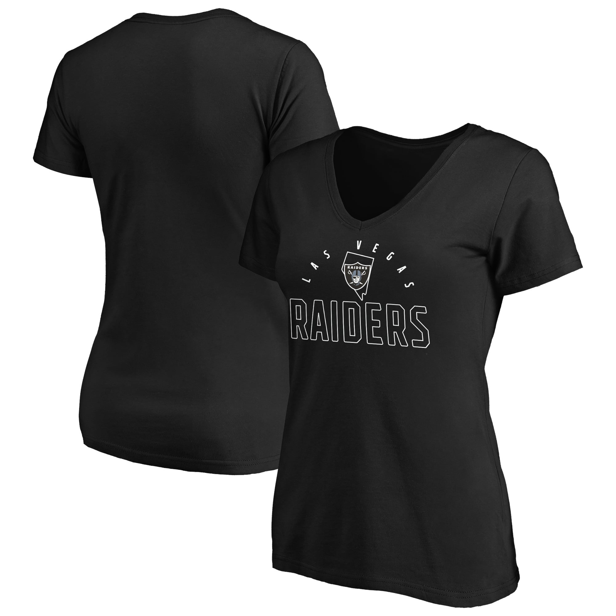 Las Vegas Raiders Fanatics Branded Women's State Pride Outline V-Neck T-Shirt - Black