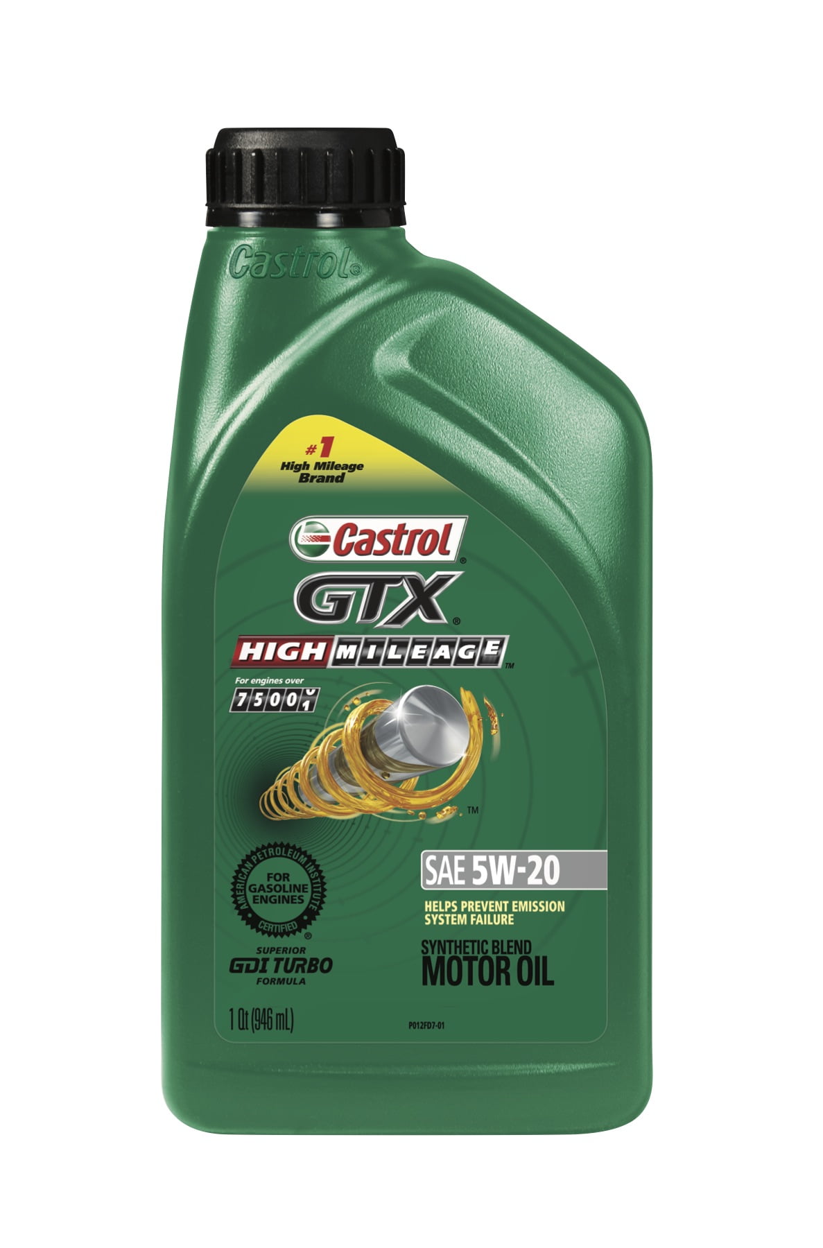 Castrol GTX High Mileage 5W20 Synthetic Blend Motor Oil, 1 Quart
