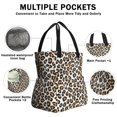 thumbnail image 3 of Brown and White Leopard Print Drawstring Insulated Lunch Bag for Women, Stain-Resistant Large Lunch Tote with Multi-Pockets for Work Office, 3 of 5
