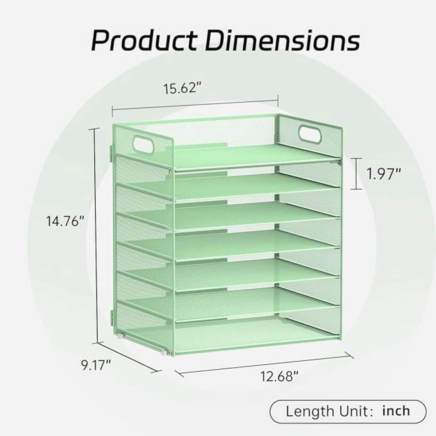 INTIGE 7 Tier Paper Organizer, Mesh Desktop File Holder with Handles for Office