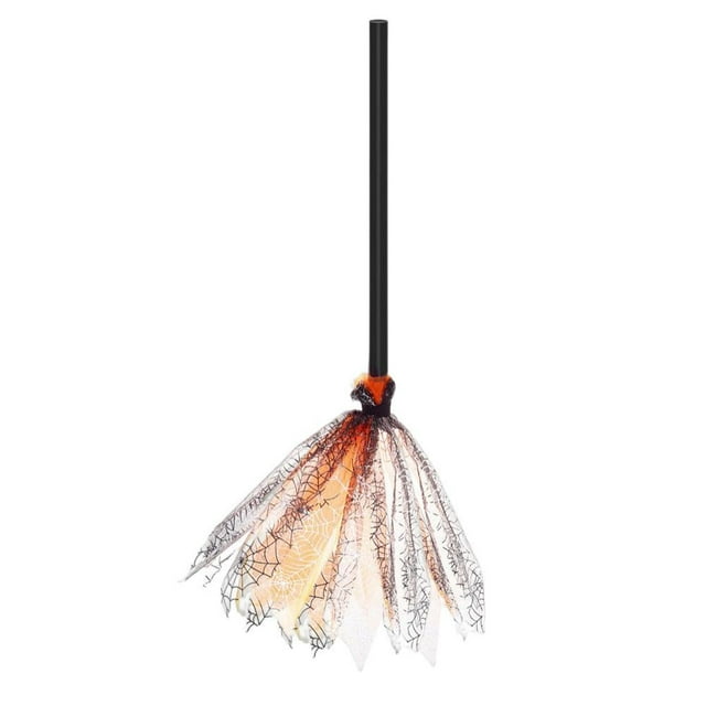 Classic Halloween Broom Flying Broom Stick Prop Plastic Broomstick Accessory for Orange