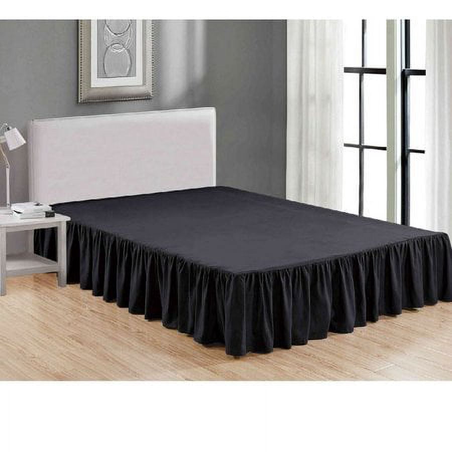 Super Soft Solid Bed Skirt King Size Luxury Brushed Microfiber 14" Black Gathered Dust Ruffle