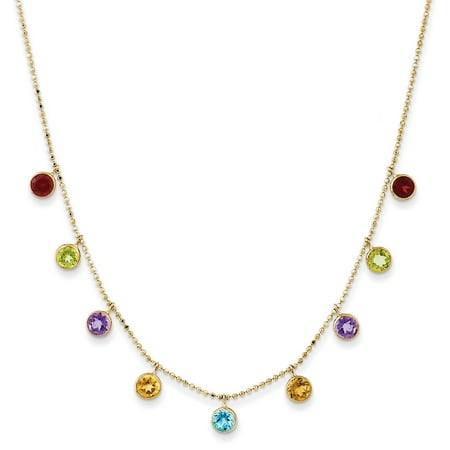 14k Yellow Gold 18in Multi-color Gemstone Necklace