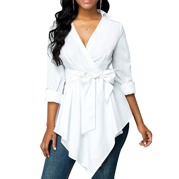 tie waist wrap shirt