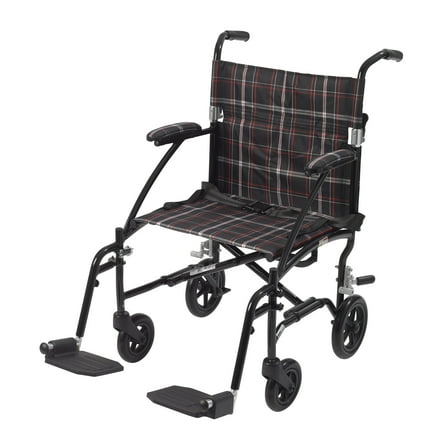 Drive Medical Fly Lite Ultra Lightweight Transport Wheelchair, Black