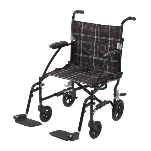 Drive Medical Fly Lite Ultra Lightweight Transport Wheelchair, Black