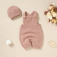 thumbnail image 2 of Generic Warm Blouse for Little Boys Baby Knit Romper Cotton Sleeveless Boy Girl Sweater Clothes Solid Jumpsuit 1 Piece Outfits with Hat Caps Set(Pink,0-3 Months), 2 of 9