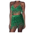 thumbnail image 1 of Conjunto de traje de danza del vientre con lentejuelas para mujer - Chaleco + falda, poliéster/lentejuelas, talla única - Con borlas/ropa de fiesta, 1 of 3