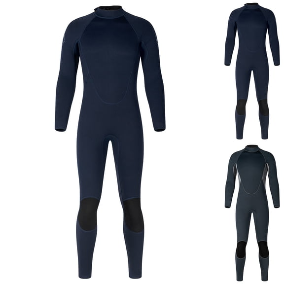 nerohusy Big and Tall Diving Suit for Men 3MM Neoprene Long Sleeve Full Body Wetsuit Thermal Protection Winter Swimming Surfing Suits,Dark Blue,XXXL