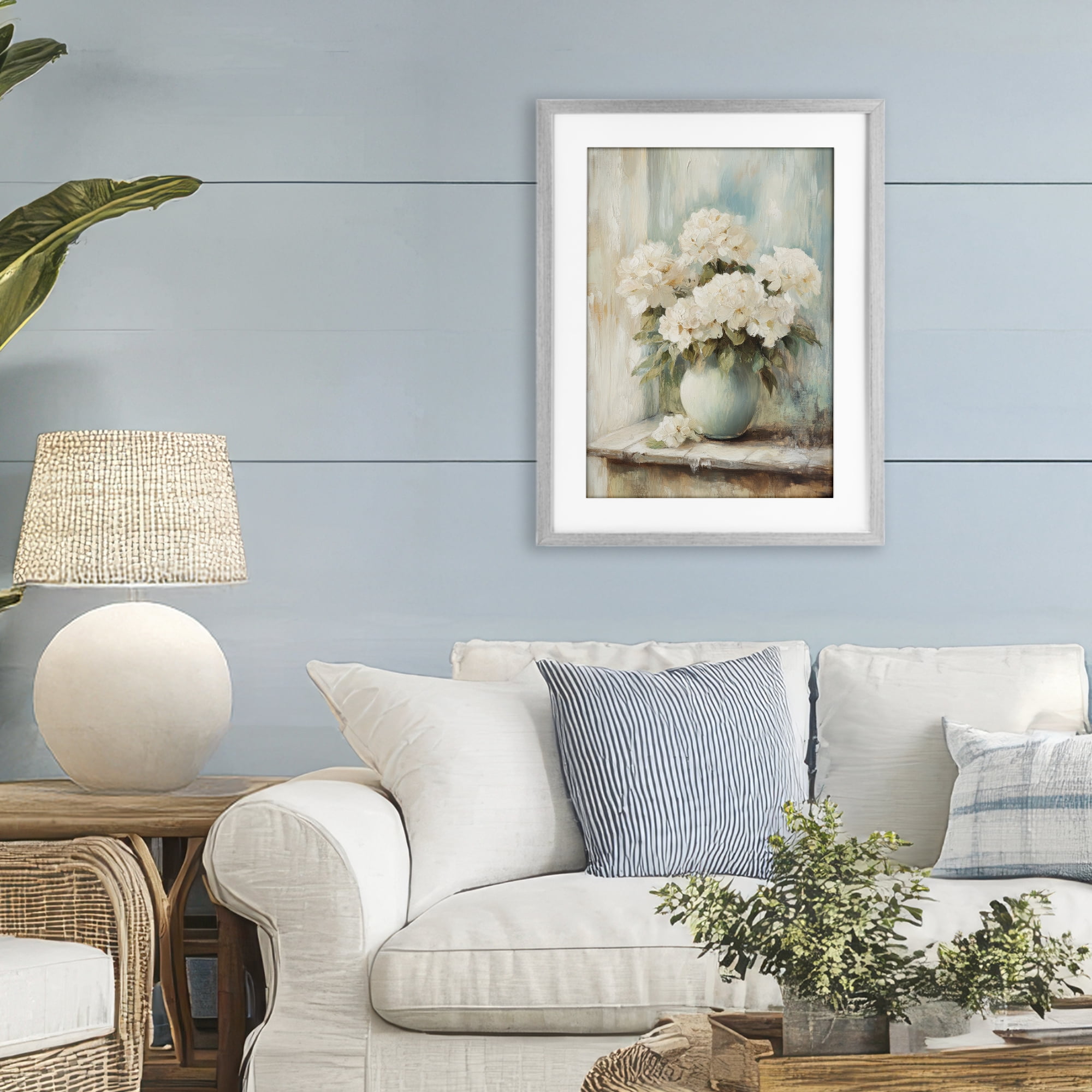 Stupell Industries Mantle Arrangement of Soft Blossoms Gray Framed Print Under Glass, design by Petal Prints Design