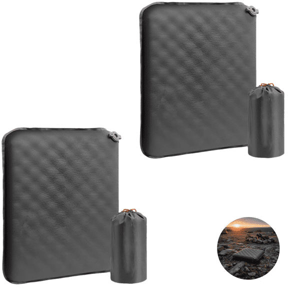 2 Pcs Inflatable Seat Cushion, Foot Press Airplane Cushions, 16.9 x 13 in Single Stadium Seat Cushion, Lightweight Nylon TPU, Ideal for Outdoor and Home