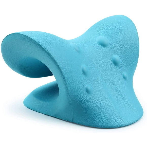 Neck and Shoulder Relaxer, Cervical Traction Device for TMJ Pain Relief and Cervical Spine Alignment, Chiropractic Pillow Neck Stretcher(Blue)