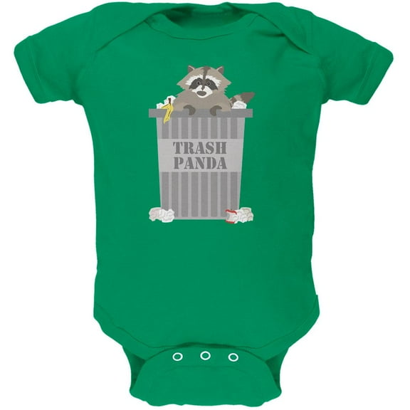 Trash Panda Raccoon Kelly Green Soft Baby One Piece - 3 month