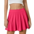 thumbnail image 2 of Skirts for Women Stretchy Hem Plus Size Solid Color Flared Slim Fit High Waist Flowy Mini Skirt Hot Pink S, 2 of 4