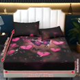 thumbnail image 2 of COEQINE Bed Sheets Set 3 Piece King Size Bedding Sheet Set, Comfy Easy Care Non-Slip Bedsheet & Pillowcases for King Size Bed for Women for Valentine's Day Decor, Pink Butterfly Heart, 2 of 5