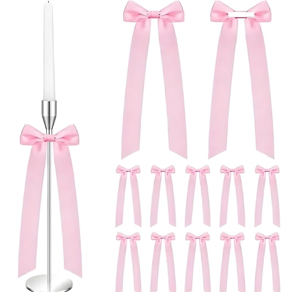 Gqtwoy Ballets Style Bow Cake Birthday Party Decoration, Decorative Satin Bows for Gifts, Wine Bottles, and Candles, 12-Piece Set, Versatile Ribbon for Elegant Styling