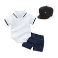 thumbnail image 4 of Boys Summer Outfits Party Romper Shorts Hat Socks Shoes 5 Piece Set Little Gentlemen Preemie Clothes Boys White 12 Months-18 Months, 4 of 7