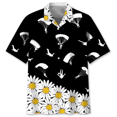 thumbnail image 3 of Camisa hawaiana con estampado de paracaidismo para hombre, camisas de flores tropicales con estampado 3D a la moda, blusa de manga corta con solapa y botones para verano, 3 of 5