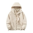 thumbnail image 1 of Fengqque Men's Hooded Softshell Jacket Water Resistant Lightweight Insulated Fleece Lined Windbreaker Beige 6(M), 1 of 7