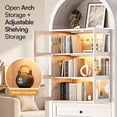 thumbnail image 6 of Cottinch 71" Arch Storage Cabinet with 4 Doors & Adjustable Shelves,Drawer,Wooden Bookshelf Cabinet,LED Lighted Display Cabinet,Gray, 6 of 10