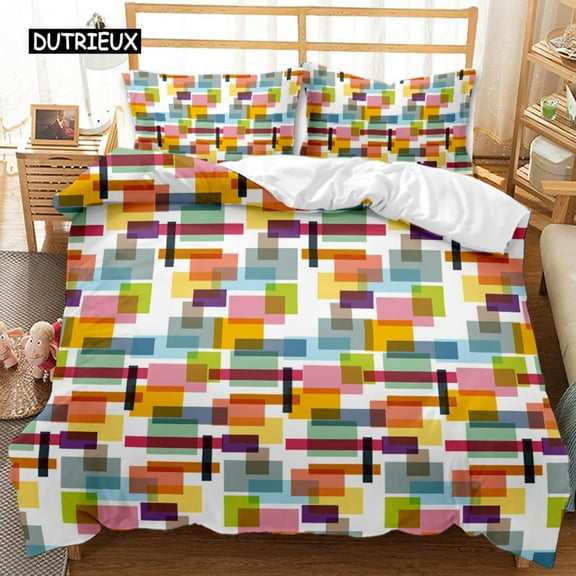 Geometry Duvet Cover Watercolor Abstract Painting for Quilt Comforter All Seasons Double King Size