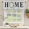 thumbnail image 2 of Rustic Home Curtain Valances for Windows, Kitchen Valance Window Treatments Panel 2 Pack, Eucalyptus Leaves Farmhouse Wreath Plaid Rod Pocket Short Curtains for Bathroom Bedroom 60 x 18 Inch, 2 of 8