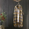 thumbnail image 2 of Pxiakgy Long Flannel Shirts for Women Button Down Plaid Shirts Dresses Pocketed Women's V Neck Seven Quarter Sleeve Printed T Shirt Long Sleeve Plaid Boyfriend Front Shirt Yellow S, 2 of 8