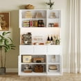 thumbnail image 2 of Huisuilinss Tall Kitchen Pantry Storage Cabinet,Freestanding Kitchen Hutch With Charging Station Microwave Countertop And LED Lights,Food Pantry With Storage Drawers Doors And Adjustable Shelves, 2 of 7
